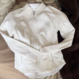 Athleta White Salutation Ribbed Full-Zip Jacket